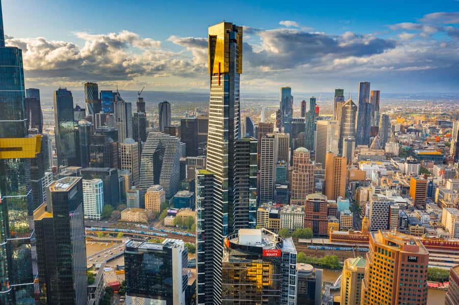 Melbourne Skydeck Ultimate Experience - The Edge glass cube: stepping out about 3 meters over Melbourne