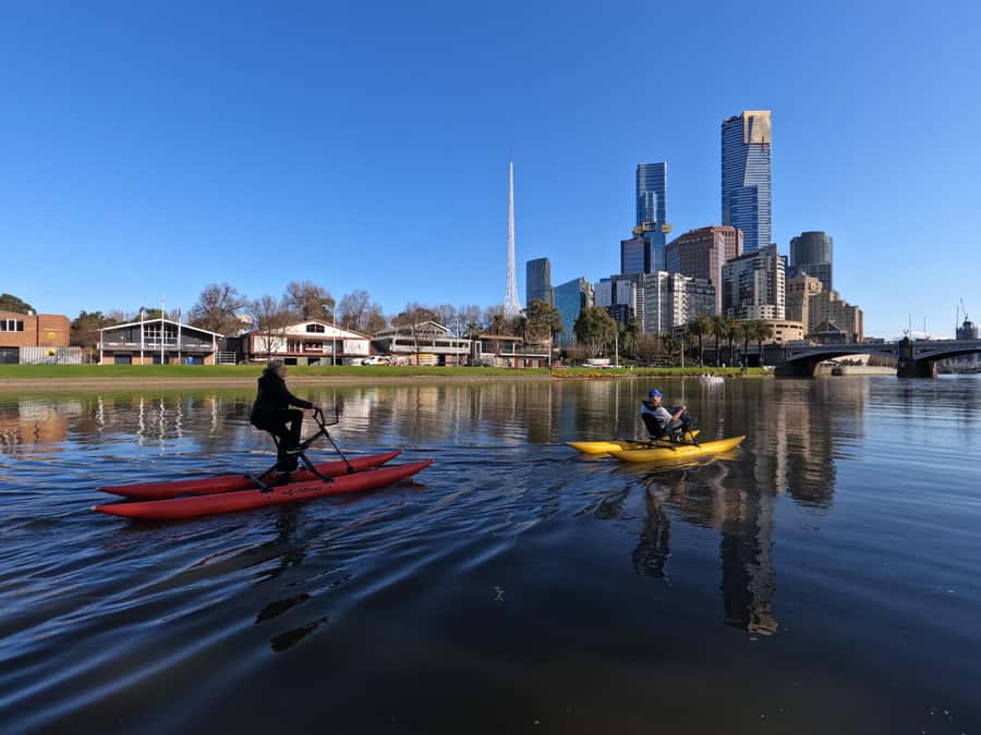 Yarra River, Melbourne Waterbike Tour - Southbank promenades: the energy shift as you approach the Crown and Aquarium